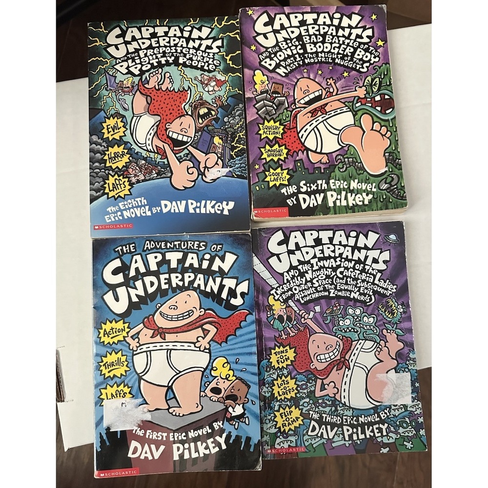 Lot of 4 Captain Underpants Books by Dav Pilkey - Picture 1 of 2